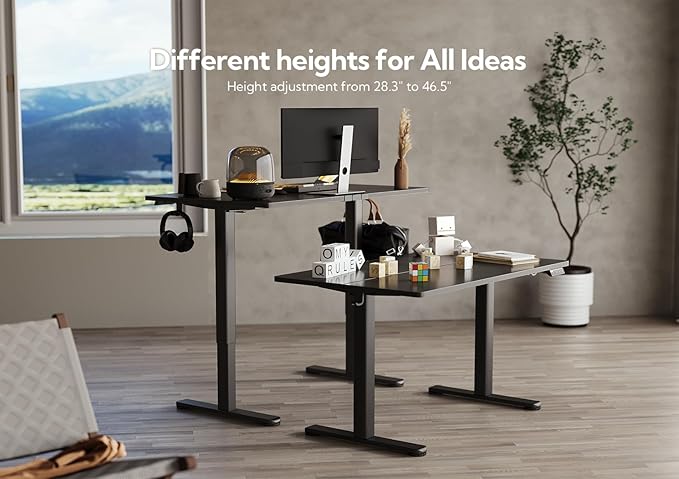 Claiks Electric Standing Desk, Adjustable Height Stand up Desk, 48x24 Inches - Image 4