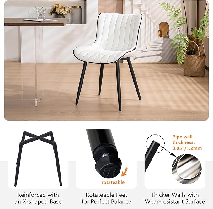 YOUNUOKE Mid-Century Modern Dining Chairs Set of 2, Armless Accent Chair - Image 6