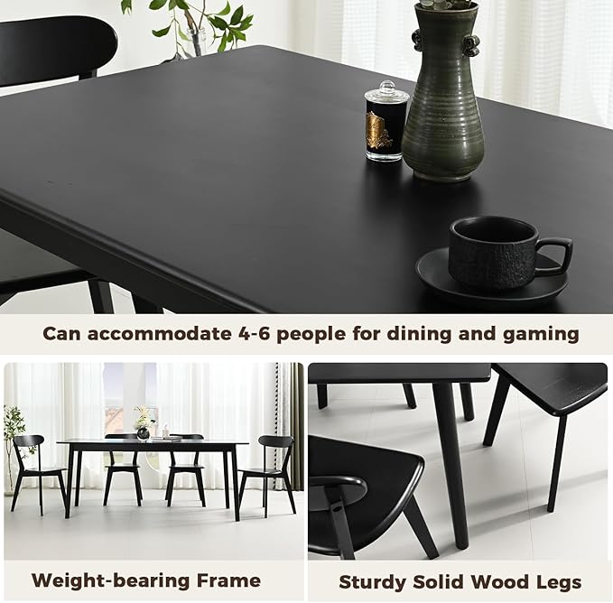 DELAVIN 47.2" Rectangle Solid Wood Dining Table, Modern Kitchen Table, Oak - Image 5
