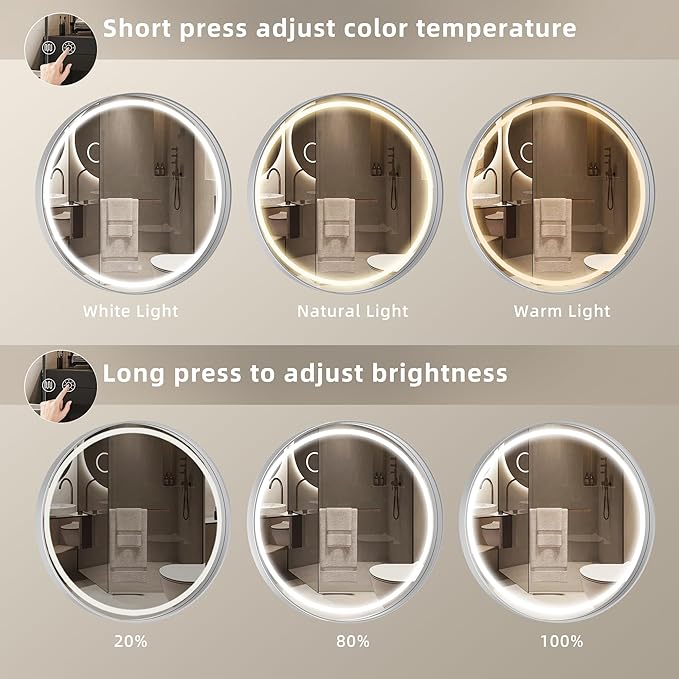 Hasipu 24 Round LED Mirror for Bathroom - Image 4