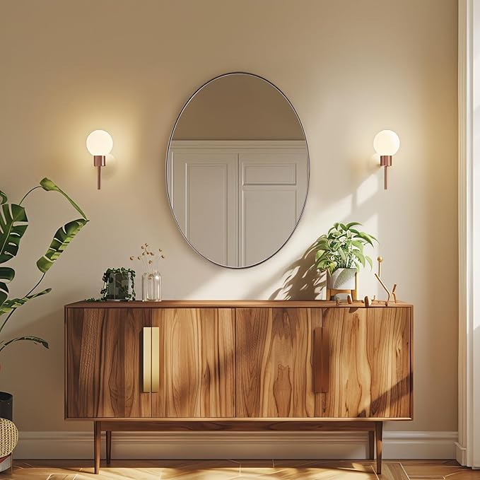 ANDY STAR Bronze Bathroom Mirror, 24x32 Inch Brushed Bronze Oval Mirror - Image 9
