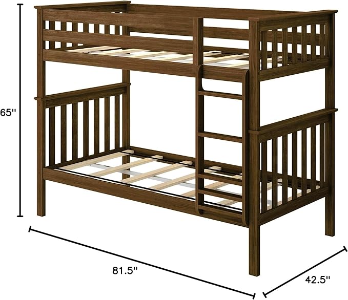 Max & Lily Bunk Bed Twin over Twin, Solid Wood Bunk Bed Frame - Image 2