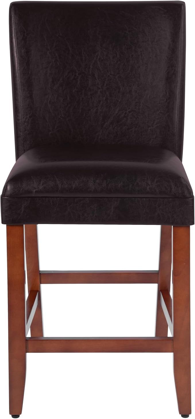 Homepop Home Decor | Classic Counter Height Bar Stools | Faux Leather 24 Inch - Image 6