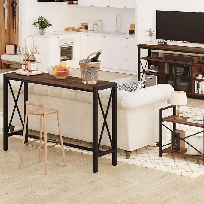 BON AUGURE Bar Table, 55 in Counter Height Pub Tables, Rectangular Tall Behind - Image 3