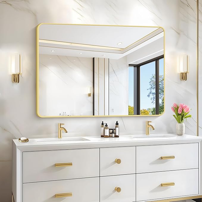 36"x48" Bathroom Mirror, Large Rectangular Wall Mirror, Rounded Corner Vanity - Image 3