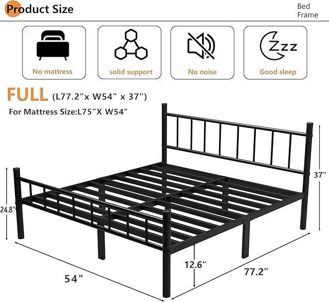 Metal Bed Frame, 14Inch Full Size Bed Frame - Image 2