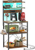 Aheaplus Bakers Rack with Power Outlet, Microwave Stand, 5 Tiers Coffee Bar by Aheaplus