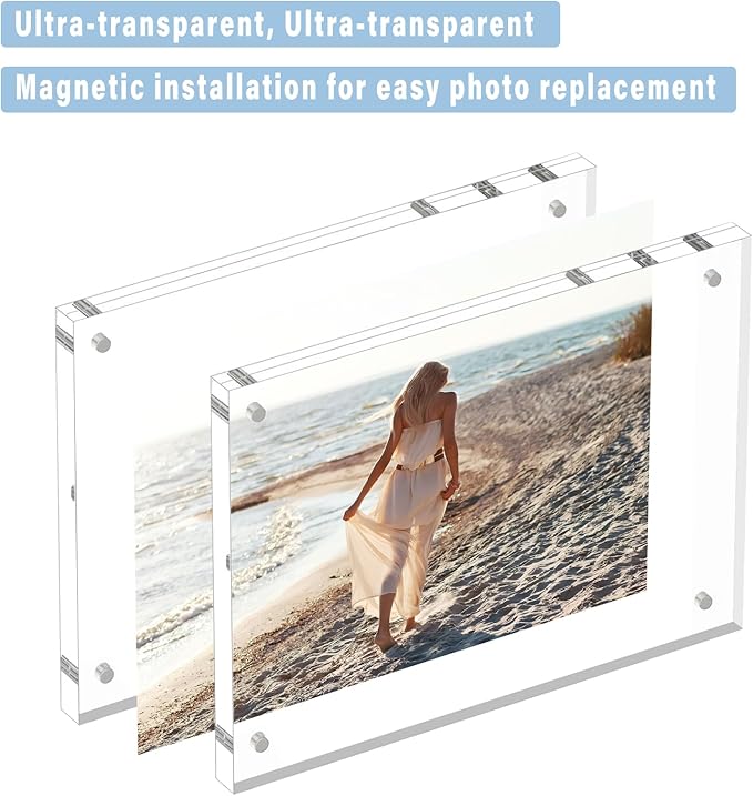 HELPLEX Acrylic Frames, 2 Pack 8.5x11, 24mm Thicker Frameless Clear Frame - Image 3