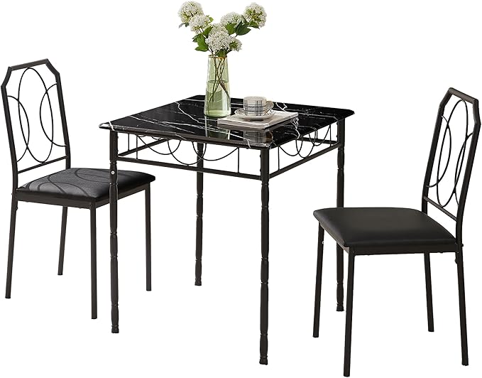VECELO 3 Piece Dining Table Set by VECELO