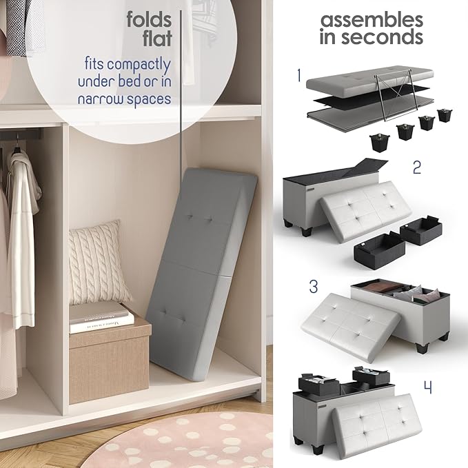 STORAGEBUD Storage Ottoman Bench - Image 6
