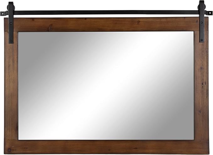 Kate and Laurel Cates Farmhouse Horizontal Wood Framed Wall Mirror; 38 x 27; - Image 8