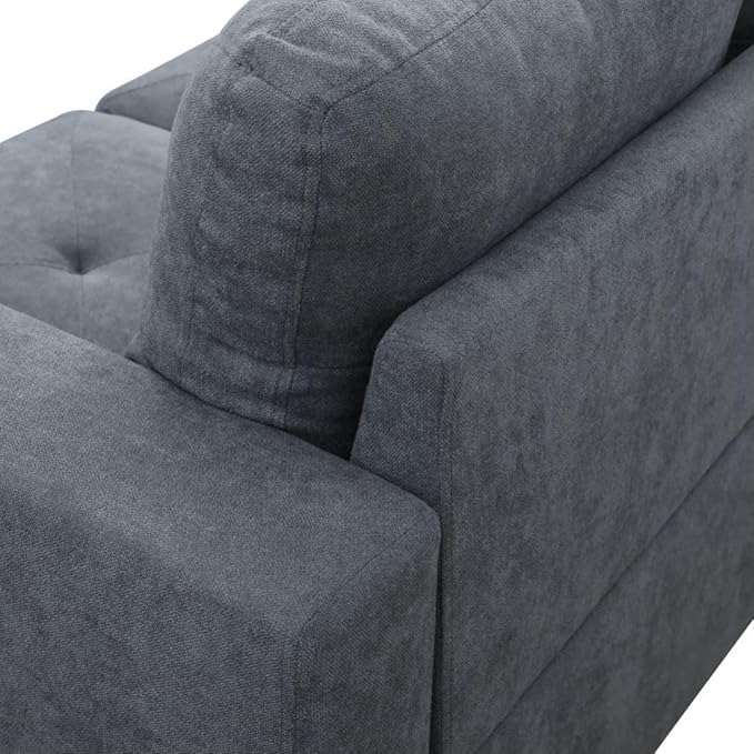 Dark Grey L-Shaped 3-Piece Flannelette Sofa - Image 7