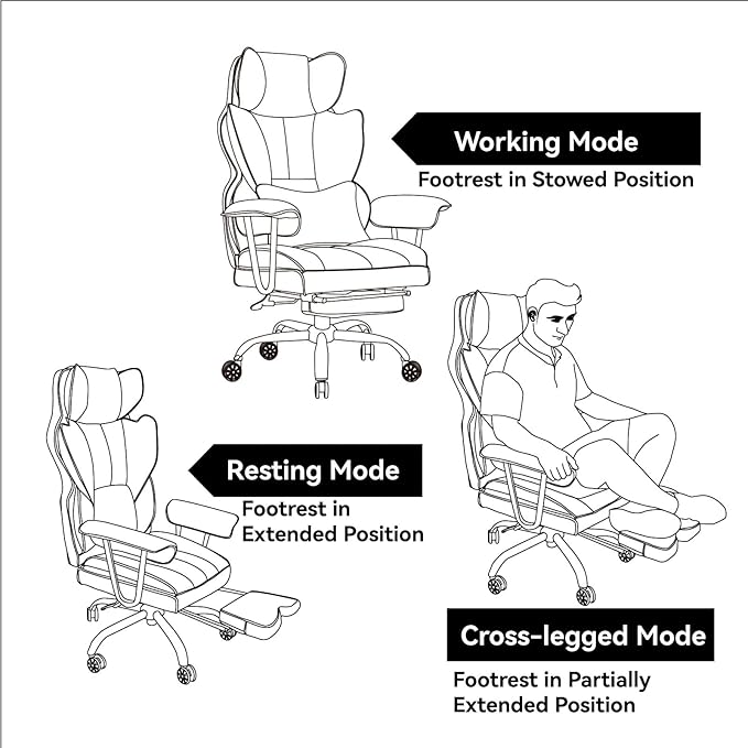Efomao Big and Tall Office Chair 400lbs – High Back PU Leather Executive Chair - Image 4