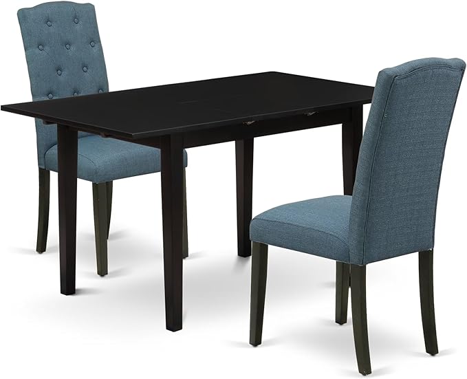 East West Furniture NOCE3-BLK-21 3 Piece Dining Table Set Contains a Rectangle by EastWestFurniture