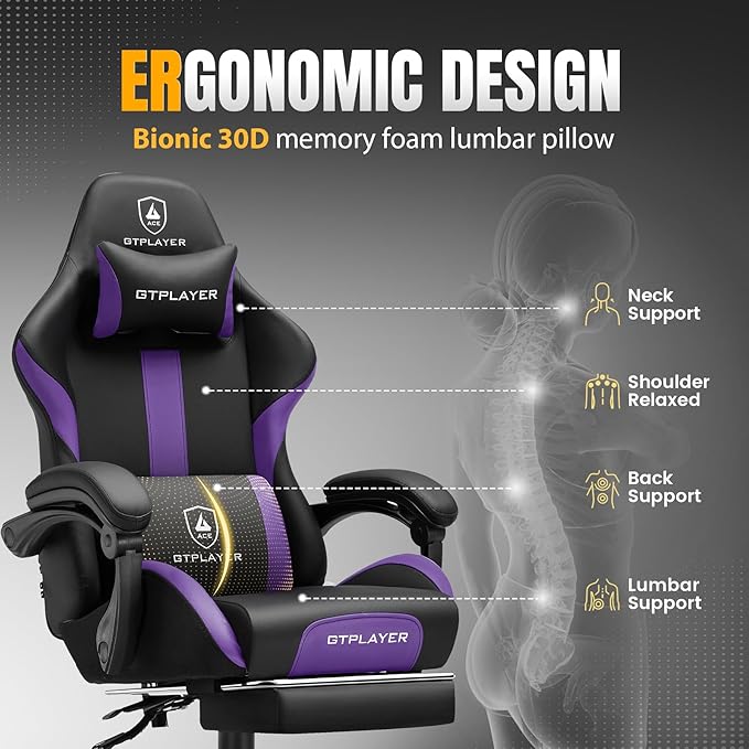 GTRACING Gaming Chair with Foot Rest & Pocket Spring Cushion, Ergonomic High - Image 5