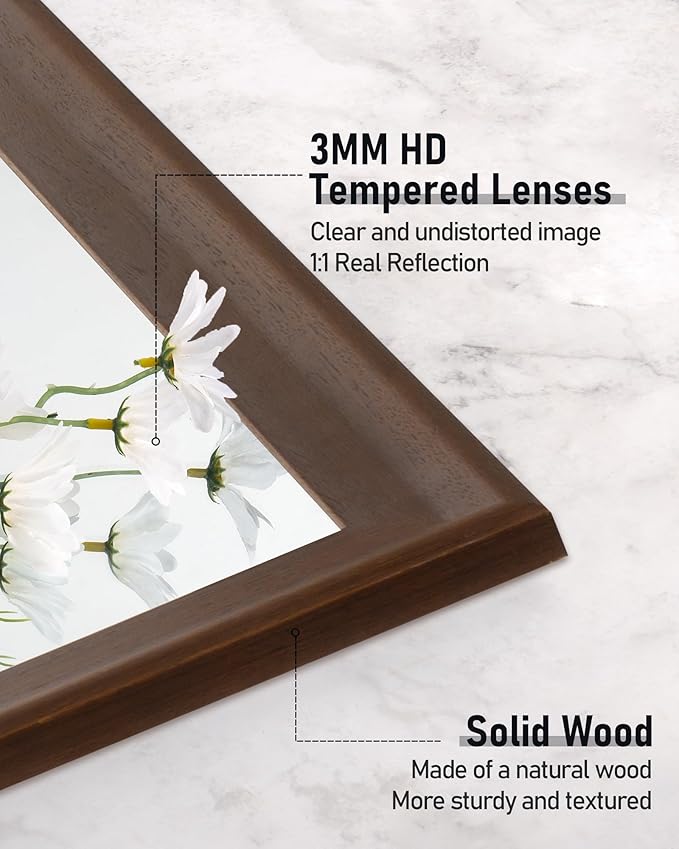 CULER Rustic Wood Wall Mirror for Bathroom, Rectangle 24 x 36 inch Hanging - Image 7