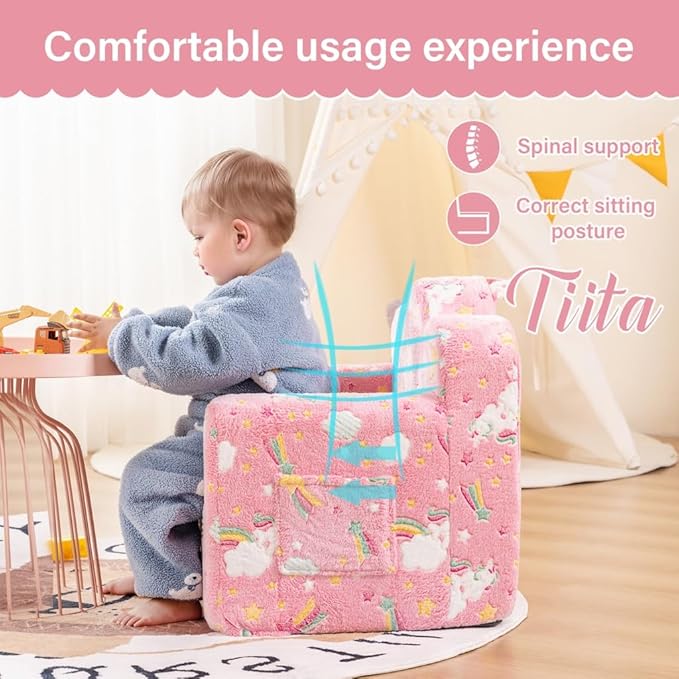 Tiita Kids Couch Plush Toddler Chair, Cloud-Like Glow in The Dark Kids Sofa - Image 7