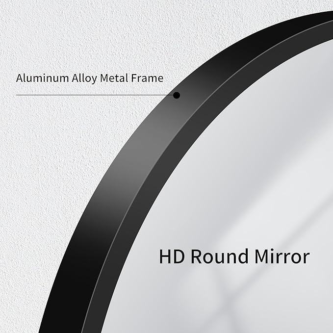 Black Round Mirror, 42 inch Large Circle Mirror, Aluminum Alloy Metal Frame - Image 6