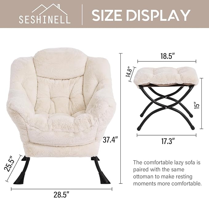 Lazy Chair with Ottoman, Modern Accent Chair Lounge Leisure Sofa Chair with - Image 3