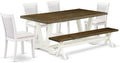 East West Furniture V077MZ001-6 6 Piece Dinette Set Contains a Rectangle Dining by EastWestFurniture