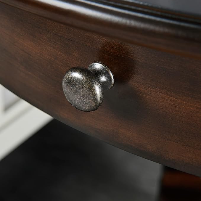 MODERION Oval End Table with Drawer, Solid Wood Sofa Side Table with Storage - Image 7