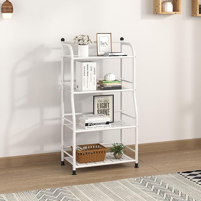 4 Tier Metal Shelf Storage Shelves Living Room Bookshelf Bathroom Corner - Image 4