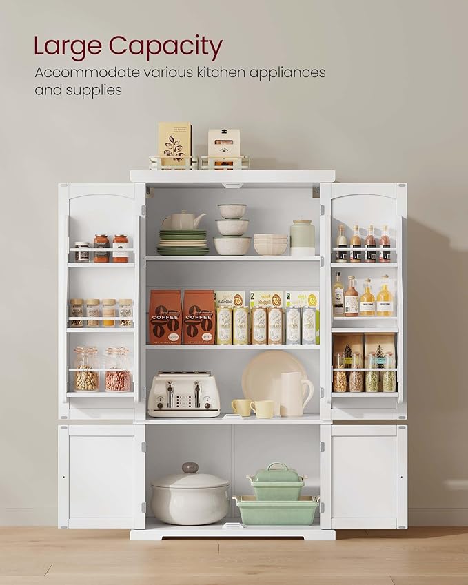 VASAGLE Pantry Cabinet, 53.5-Inch High Freestanding Tall Cupboard Storage - Image 3