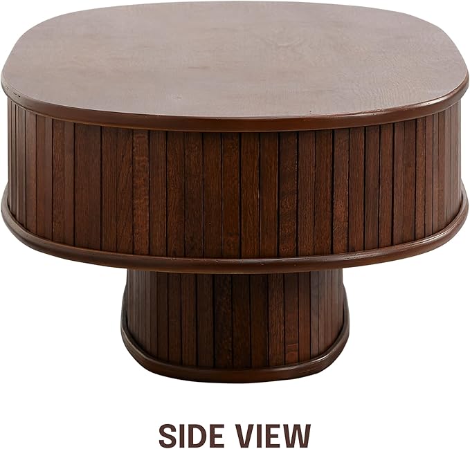 NTC Stream DOU Coffee Table, Modern Double-Layer Oval Wooden Center Table - Image 4
