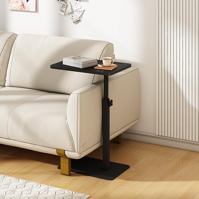 Forevich Bamboo Sofa Tray Table C Shaped Side End Table - Image 2