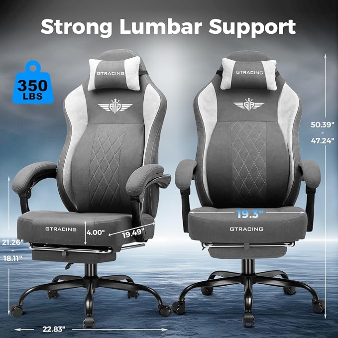 GTPLAYER Big and Tall Gaming Chair Breathable Fabric Computer Chair - Image 3