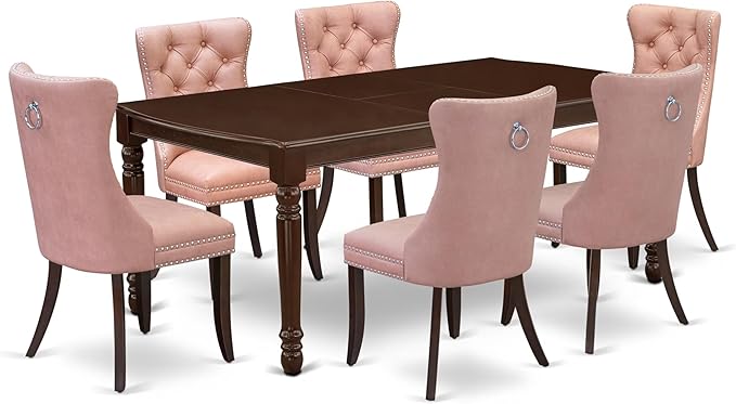 East West Furniture DODA7-MAH-23 7 Piece Kitchen Table Set Includes a Rectangle by EastWestFurniture