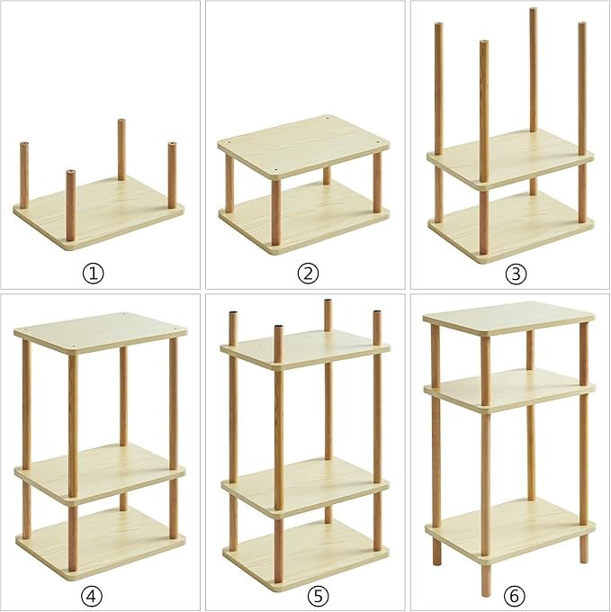 IBUYKE 3-Tier Side Table, Solid Wood Tall End Table - Image 8