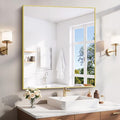 YIROMAN Bathroom Mirror 36"x40", Large Brushed Gold Bathroom Mirror by Unknown