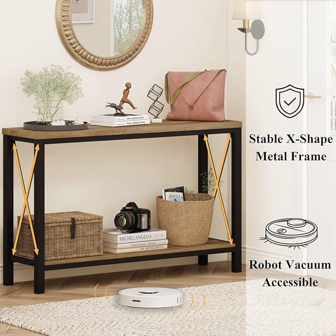 BON AUGURE Farmhouse Entryway Table, Sofa Console Table Behind Couch - Image 3