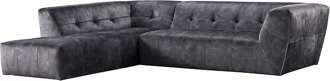 Acanva Luxury Mid-Century Velvet Tufted Low Back Sofa Set L-Shape 2-Piece - Image 4