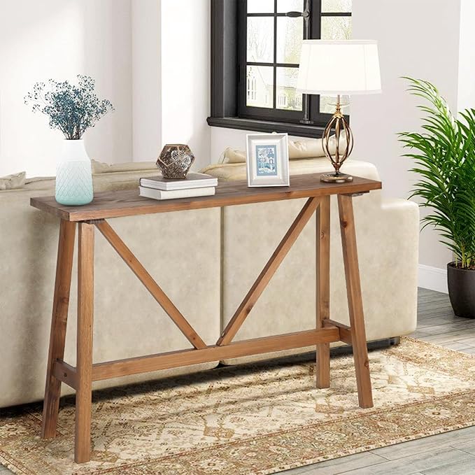 Wnutrees 43" Farmhouse Solid Wood Console Tables, Rustic Hallway Table - Image 6