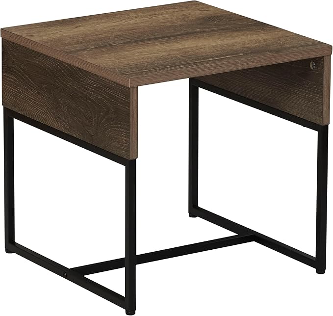 Household Essentials Wrap Square Side End Table Ashwood Rustic Wood Grain and by HouseholdEssentials