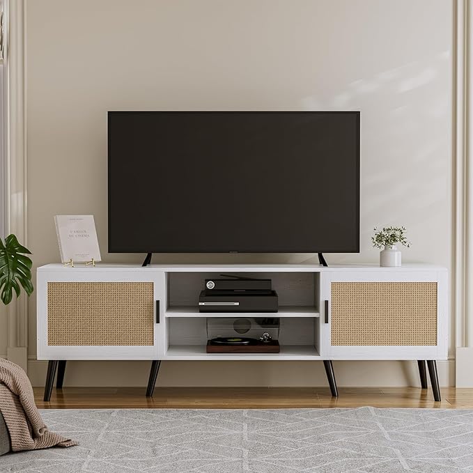TV Stand for TVs up to 65'', Mid Century Modern Entertainment Center - Image 8