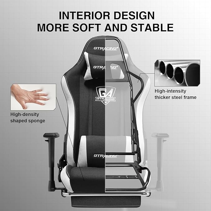 GTRACING Gaming Chair with Footrest, Fabric Breathable Big and Tall Ergonomic - Image 7