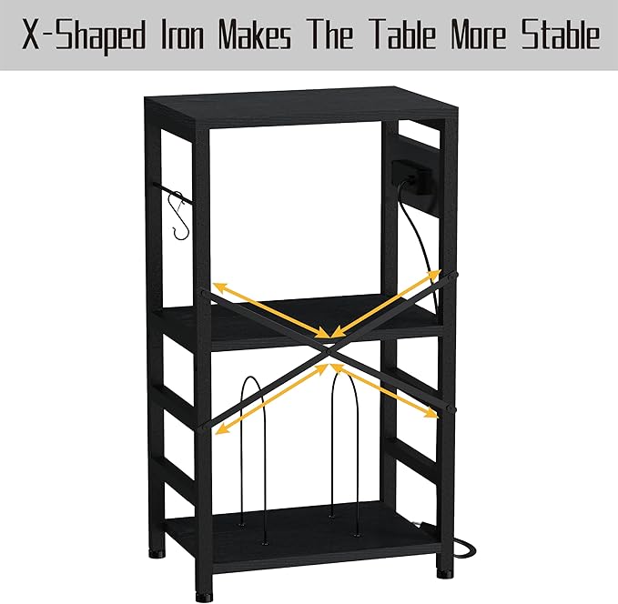 End Table with LED Light, Record Player Stand with Charging Station, Vinyl - Image 9