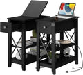 Narrow End Table with Charging Station by Awescuti