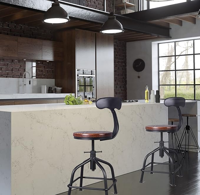 Topower Farmhouse Kitchen Stool, Industrial Counter Stool, Kitchen Deco Round - Image 7