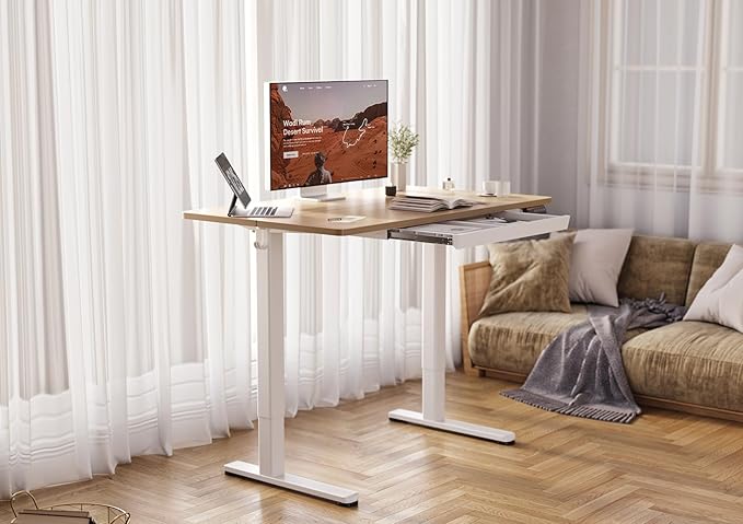 YDN Standing Desk with Drawers, Height Adjustable Desk 48 x 24 Inch, Electric - Image 2
