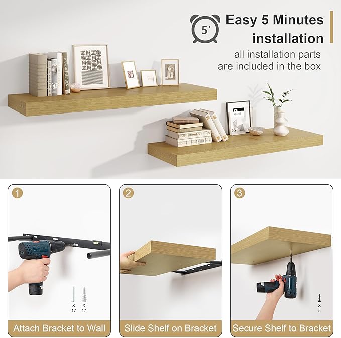 Heimlove Bathroom 12'' Deep Floating Shelves - Image 8