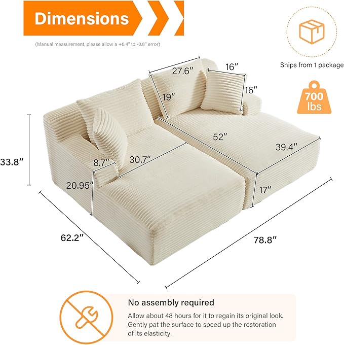ERYE 79" Oversized Double Chaise Lounge Indoor Sleeper Recliner Sofabed - Image 2