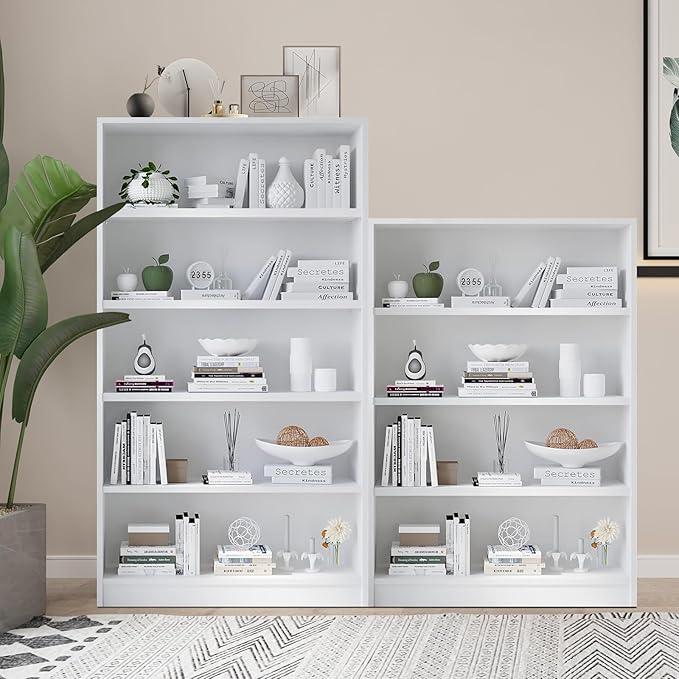 Wooden Bookshelf with Adjustable Shelves, 5 Tier Tall Bookcase - Image 5