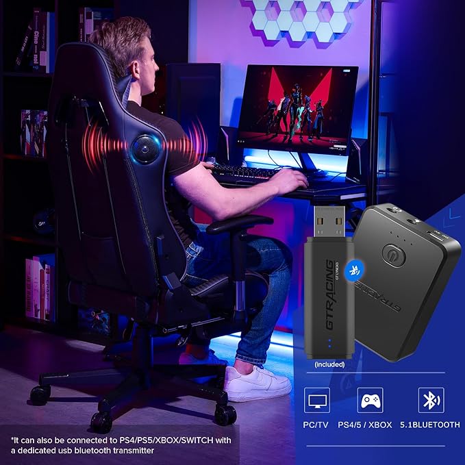 GTRACING Gaming Chair with Footrest Speakers Video Game Chair Bluetooth Music - Image 7