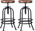 32 inch Vintage Industrial Bar Stool-Metal Wood Swivel Bar Stool-Retro Bar by LOKKHAN