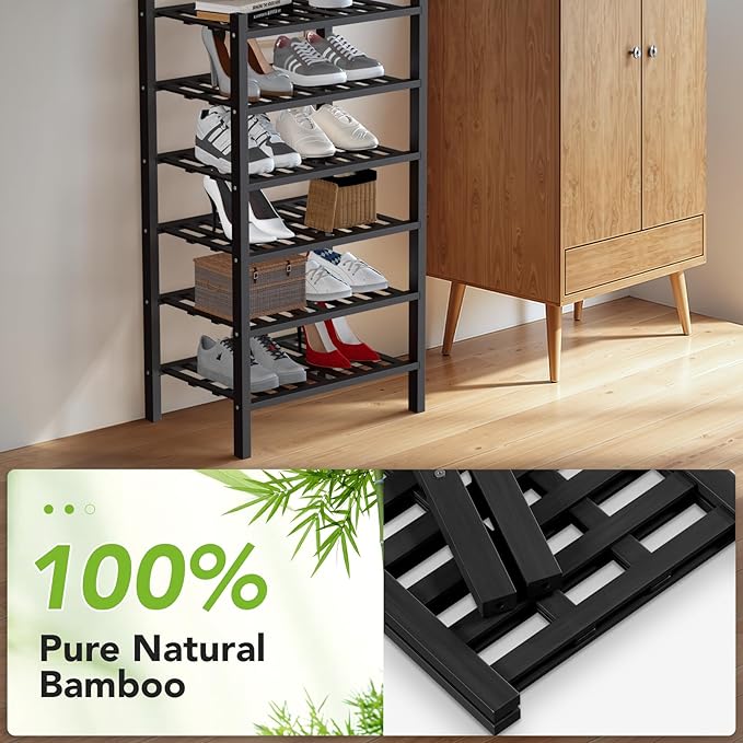 Haddockway small 6 Tier Bamboo Shoe Rack Storage Organizer, Small Space - Image 5