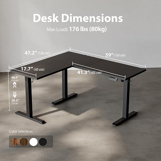 Agilestic 59 Inch L Shaped Standing Desk Adjustable Height, Electric Corner - Image 3